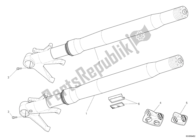 All parts for the Front Fork of the Ducati Streetfighter S USA 1100 2012